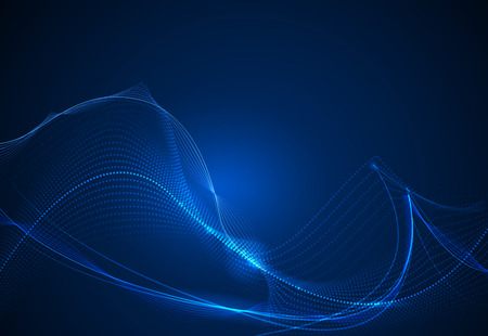 Vector illustration smooth lines in dark blue color background. Hi tech digital technology concept. Abstract futuristic, shiny lines backgroundのイラスト素材