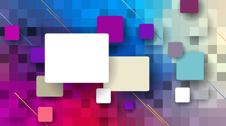 Vector abstract pixel or geometric pattern background. Illustration of squares with color blue blurred gradient background. Vector multicolor mosaic or rectangular background design for wallpaperのイラスト素材