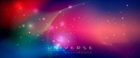 Vector abstract of cosmos. Illustration night sky, Cosmic Galaxy background with nebula, stardust and bright, light shining stars. Dark blue color of universe background for your design.のイラスト素材