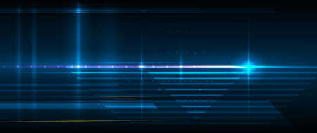 Vector abstract line pattern, digital hi tech technology design and light effect. High speed movement and connection, dark blue background. Illustration futuristic, communication, cyberspace concept.のイラスト素材