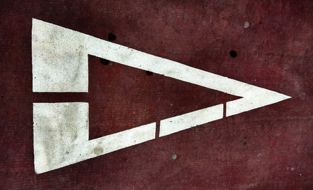 White play button on red backgroundの写真素材