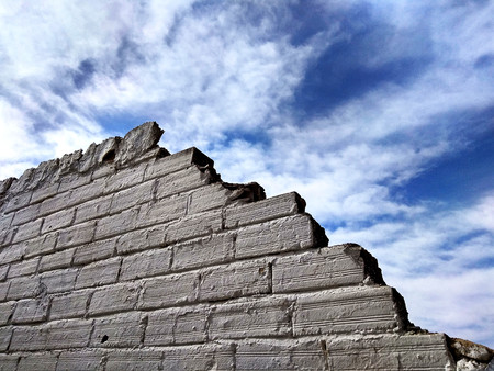 White brick wall in perspective for background
