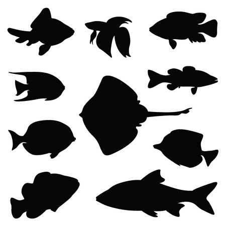 fish silhouette illustration setのイラスト素材