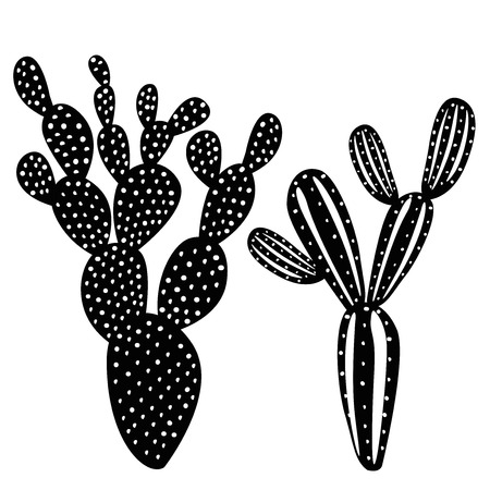 cactus silhouette setのイラスト素材