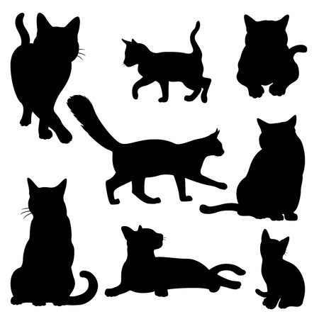 cat silhouette setのイラスト素材