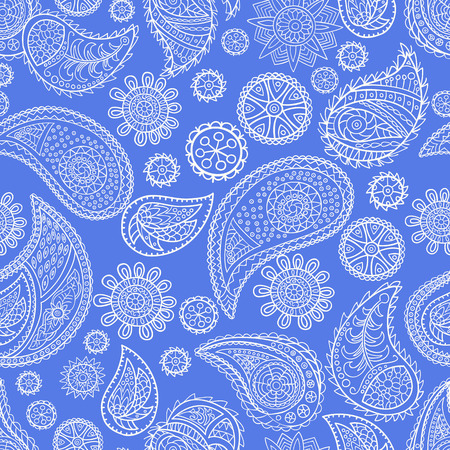 Seamless paisley pattern. Hand-drawn and painted.のイラスト素材