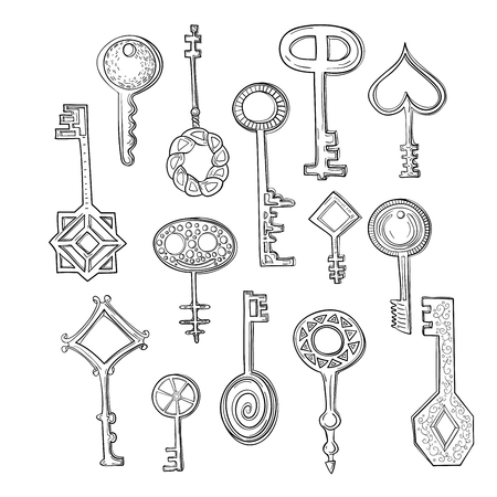A set of hand-drawn key.のイラスト素材