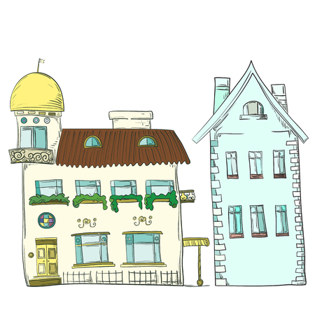 Set of hand drawn homes.のイラスト素材