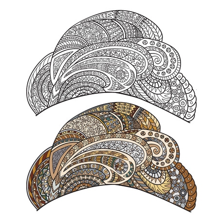 Set of decorative, geometric, abstract elements zentangl style, hand-drawn. Vector graphics.のイラスト素材