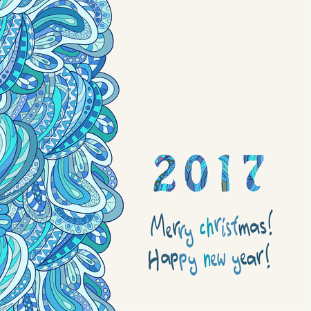 Greeting Christmas card. The symbol of New Year 2017.のイラスト素材