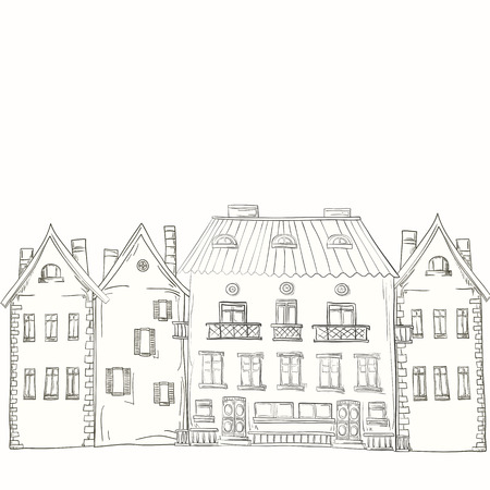 House painted by hand. Monochrome gamma.のイラスト素材