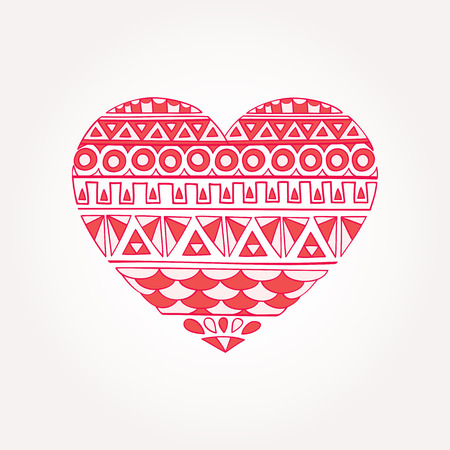 Hand-drawn, cute, fun, pink heart. Valentine day heart.のイラスト素材
