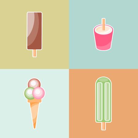 Set of various ice cream in flat style.のイラスト素材