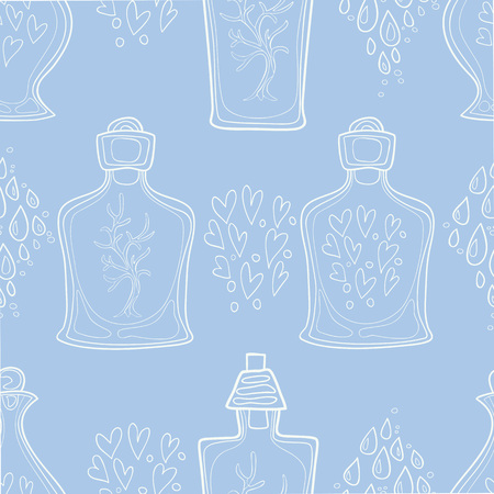 Seamless pattern of hand-painted decorative bottles. Vector graphics.のイラスト素材