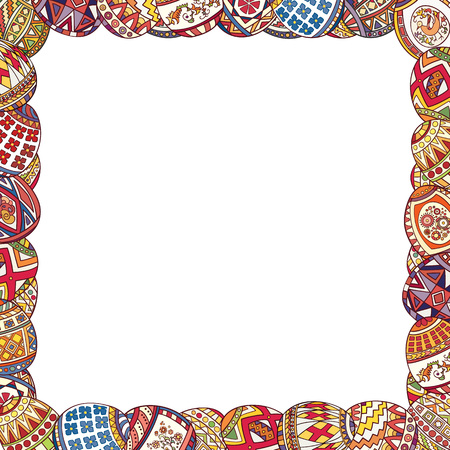 Frame of colorful eggs. Vector graphics.のイラスト素材
