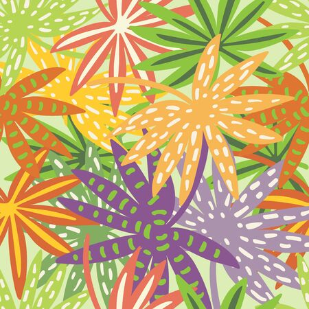 Tropical leaf seamless pattern. Palm leaves vector graphics.のイラスト素材