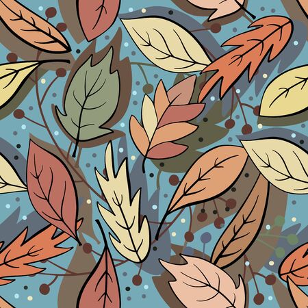 Seamless pattern of autumn leaves. Autumn background.のイラスト素材
