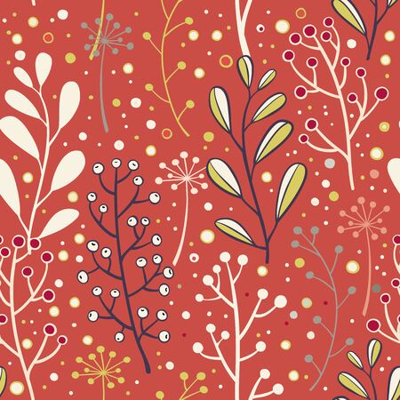 Hand-drawn branches seamless pattern. Vector graphics.のイラスト素材