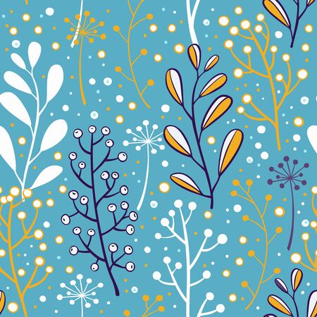 Hand-drawn branches seamless pattern. Vector graphics.のイラスト素材