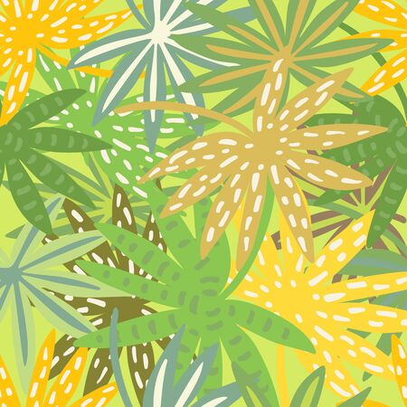 Tropical leaf seamless pattern. Palm leaves vector graphics.のイラスト素材