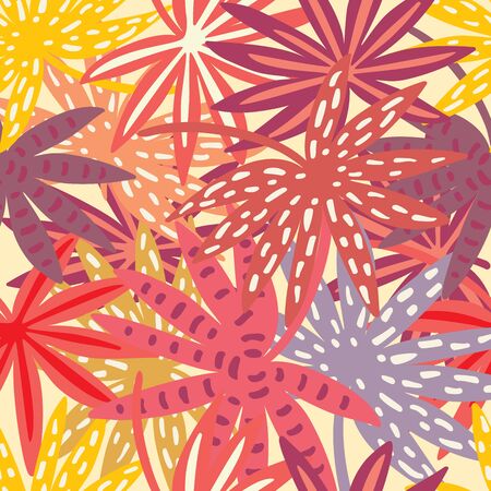 Tropical leaf seamless pattern. Palm leaves vector graphics.のイラスト素材