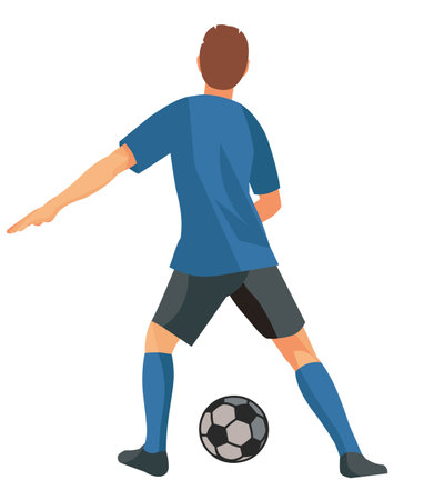 Vector isolated figure of a junior football player from behindのイラスト素材