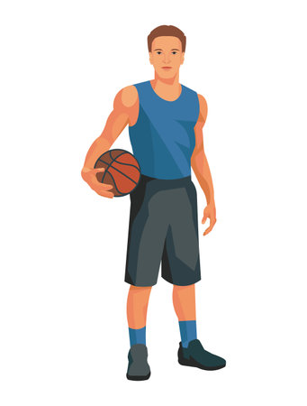 Vector isolated figure of a male basketball player on a white backgroundのイラスト素材