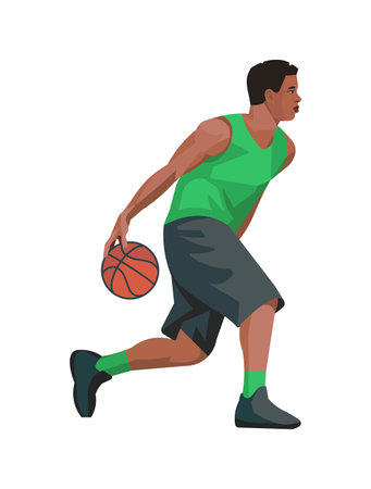 Vector isolated figure of an African basketball player preparing to pass the ball on a white backgroundのイラスト素材