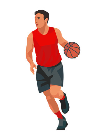 Vector isolated figure of an Asian basketball team player on a white backgroundのイラスト素材