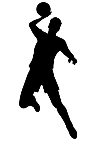 Vector isolated figure of a jumping volleyballer on a white backgroundのイラスト素材