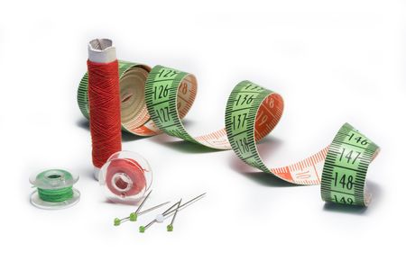 needle, tape measure and cotton