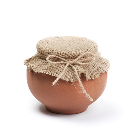 Clay pot isolated on white backgroundの写真素材