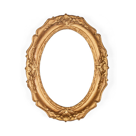 old golden picture frame, isolated on the white backgroundの写真素材