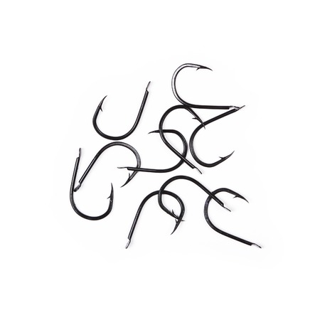 Strong fishing hook isolated on white background.の写真素材