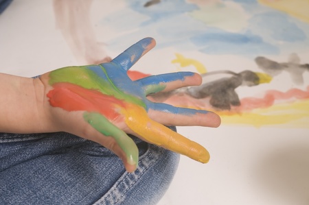 young girl's hand paintedの写真素材