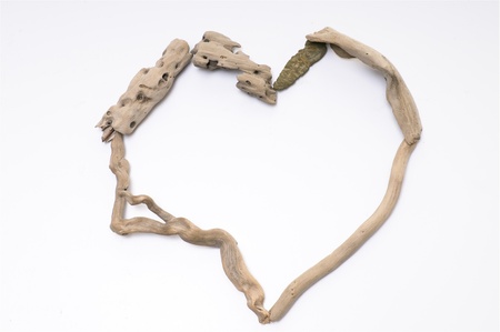 heart shape made by wood sticksの写真素材