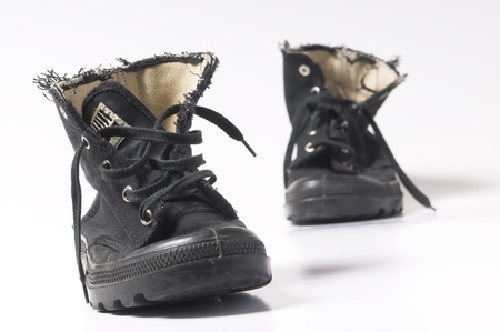 unisex black bootsの写真素材