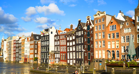 Amsterdam Damrak houses August 5th 2016の写真素材