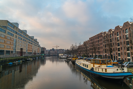 View on the Entrepot dock in Amsterdam, The Netherlands January 20thのeditorial素材