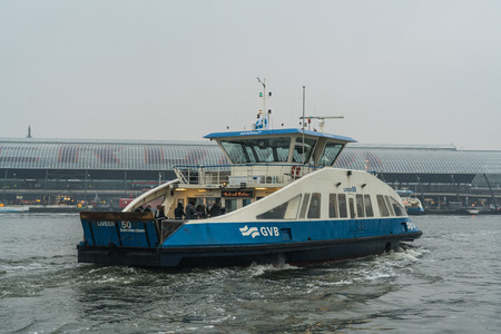 Ferry on IJ Amsterdam, The Netherlands, February 10th 2017のeditorial素材