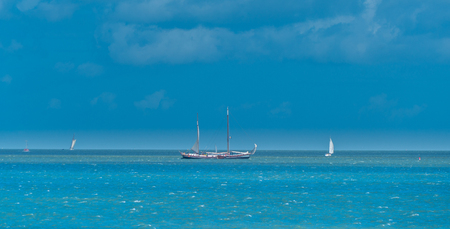 Enkhuizen, The Netherlands, august 3 2017: Sailing boat with tourists sailing on the Ijsselmeer near Enkhuizenのeditorial素材