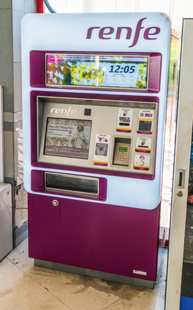 Benalmadena, Spain, June 30, 2017: a Renfe ticket at a public transport ticket machine at the train station BenalmÃÂ¡dena-Arroyo de la Mielのeditorial素材