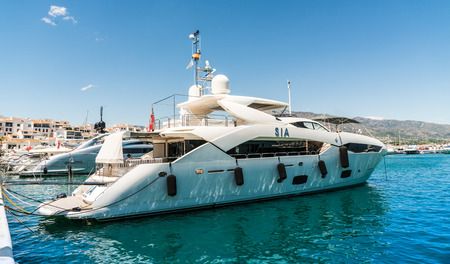 Puerto Banus, Spain, June 28 2017: big luxury yachts in the harbourのeditorial素材