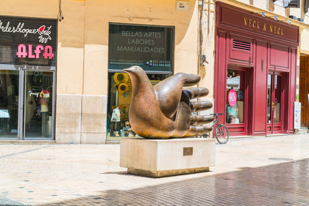 Malaga, Spain, June 27, 2017: Artwork by Rafael Pérez Estrada at Ave QuiromÃ¡ntica, in Calle Bolsaのeditorial素材