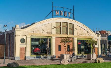 Hilversum, October 5 2017: Exterior of the Foodhalls where people eating in the center of Hilversumのeditorial素材