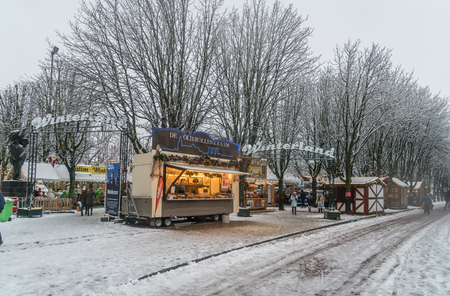 Den Bosch, The Netherlands, December 10th 2017: People entering the snow covered Winterland on the Parade in the center of Den Bosch.のeditorial素材