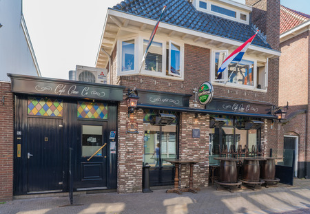 Harderwijk, The Netherlands May 5, 2018 - local pub in the center of town just beore opening on liberation dayのeditorial素材