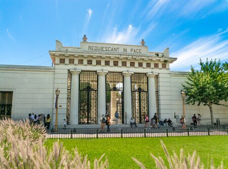 Buenos Aires, Argentina - January 20th 2019, People entering and leaving the famous Cementery of La Recoleta known as Cementerio de la Recoleta where Evita is burriedのeditorial素材