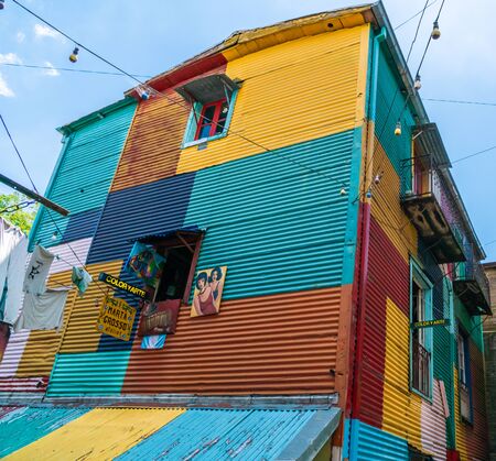 Detail of one of the famous coloured houses, La Boca, Buenos Aires, Argentina - January 22th 2019のeditorial素材