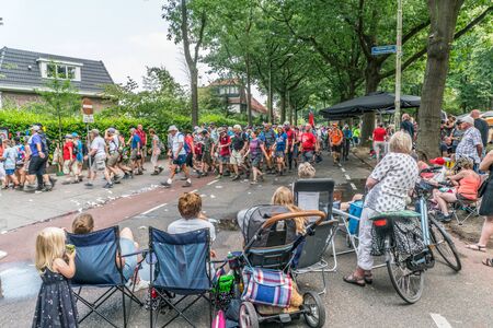 Nijmegen, The Netherlands 19th July 2018 - Visitors cheering for walkers participating in the 4 day walking tournament in Nijmegenのeditorial素材